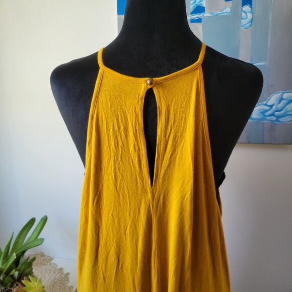 Three Bird Nest Mustard Tiered Maxi Dress Size XL Boho Flowy - Picture 4 of 7